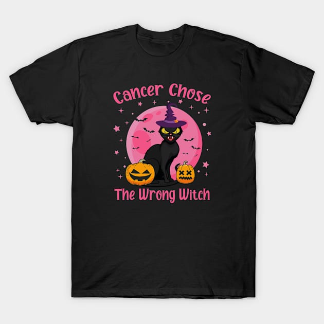 Cancer Chose The Wrong Witch Breast Cancer Awareness T-Shirt by Shaniya Abernathy